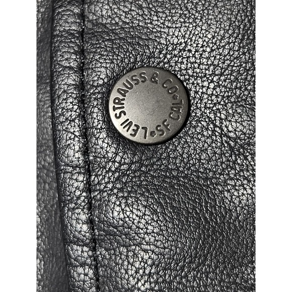 Levis Faux Leather Trucker Sherpa-Lined Jacket Black Zip Snap Button Biker Men L - Picture 13 of 16